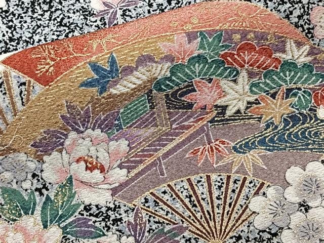平和屋着物■上質な小紋　扇風景花文　金彩　正絹　逸品　CABH5527xi