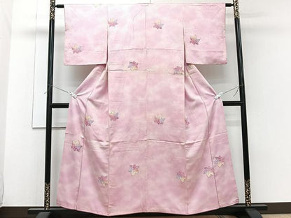 平和屋着物■上質な小紋　楓文　暈し染め　金糸　正絹　逸品　CABH5529xi