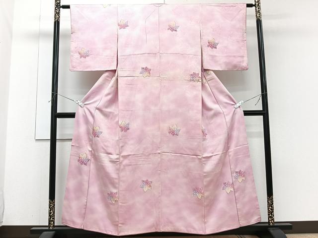 平和屋着物■上質な小紋　楓文　暈し染め　金糸　正絹　逸品　CABH5529xi