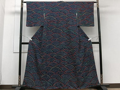 平和屋着物■上質な小紋　総絞り　青海波文　西武百貨店扱い　正絹　逸品　CABH5530xi
