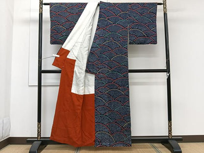 平和屋着物■上質な小紋　総絞り　青海波文　西武百貨店扱い　正絹　逸品　CABH5530xi