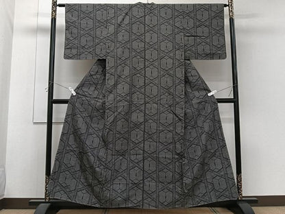 平和屋着物■上質な紬　竹垣文　正絹　逸品　未使用　CABH5533xi