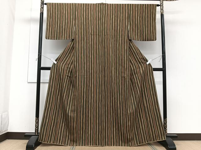 平和屋着物■上質な小紋　よろけ縞　正絹　逸品　CABH5536xi