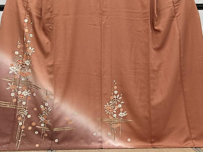 平和屋着物■訪問着　絵霞枝草花文　暈し染め　金銀彩　ロング丈　正絹　逸品　CABH5537xi
