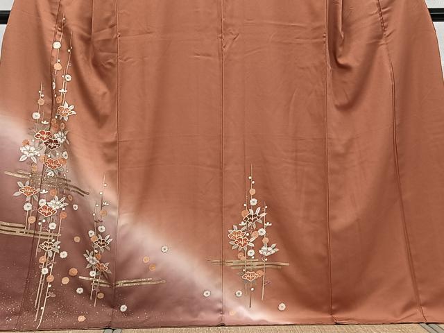 平和屋着物■訪問着　絵霞枝草花文　暈し染め　金銀彩　ロング丈　正絹　逸品　CABH5537xi