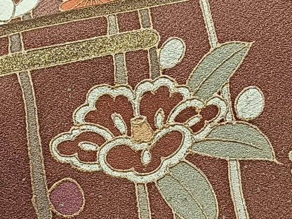 平和屋着物■訪問着　絵霞枝草花文　暈し染め　金銀彩　ロング丈　正絹　逸品　CABH5537xi