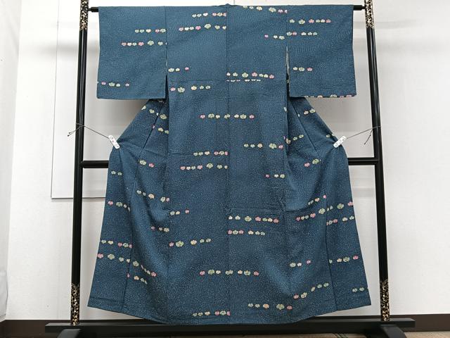 平和屋着物■上質な小紋　流水花文　たたき染め　正絹　逸品　CABH5538xi