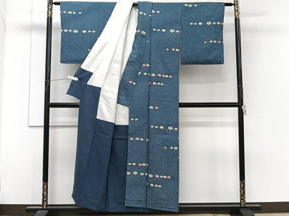 平和屋着物■上質な小紋　流水花文　たたき染め　正絹　逸品　CABH5538xi