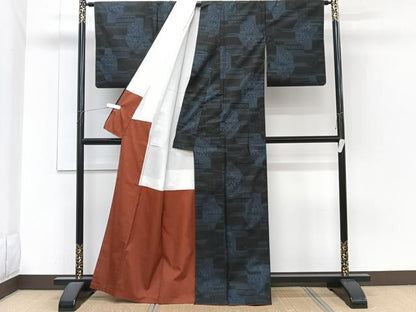 平和屋着物■本場大島紬　7マルキ　抽象文　正絹　逸品　CABH5543xi