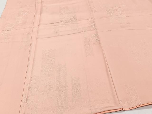 平和屋着物■上質な色無地　竹花地紋　珊瑚色　正絹　逸品　CABH5545xi