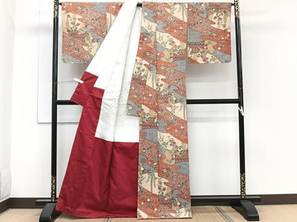 平和屋着物■上質な小紋　紬地　屏風花文　金彩　正絹　逸品　未使用　CABH5548xi