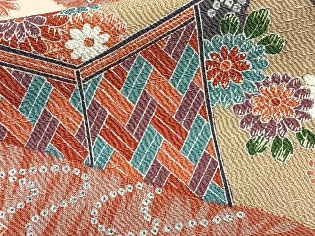 平和屋着物■上質な小紋　紬地　屏風花文　金彩　正絹　逸品　未使用　CABH5548xi