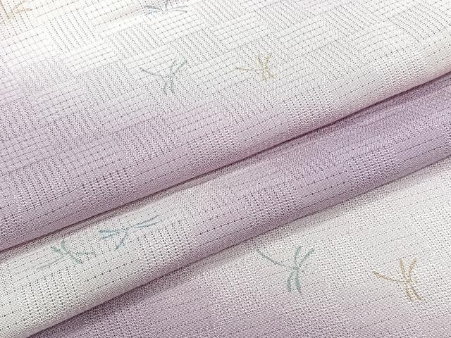 平和屋着物＊夏物　小紋　変わり絽　流水蜻蛉　暈し染め　正絹　逸品　CABH5553xi