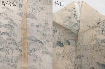平和屋着物＊夏物　訪問着　紗紬　風景文　松竹梅　正絹　逸品　CABH5555xi