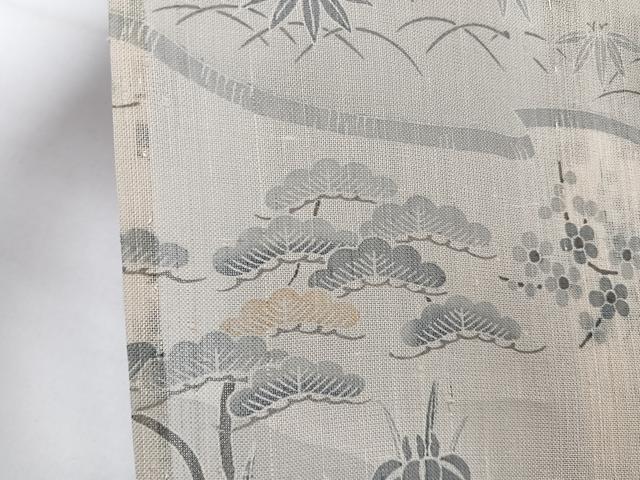 平和屋着物＊夏物　訪問着　紗紬　風景文　松竹梅　正絹　逸品　CABH5555xi