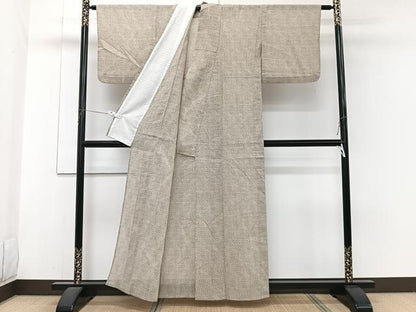 平和屋着物＊夏物　上布　幾何学文様　麻　逸品　CABH5556xi