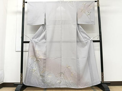 平和屋着物＊夏物　訪問着　絽　草木文　暈し染め　金彩　正絹　逸品　CABH5558xi