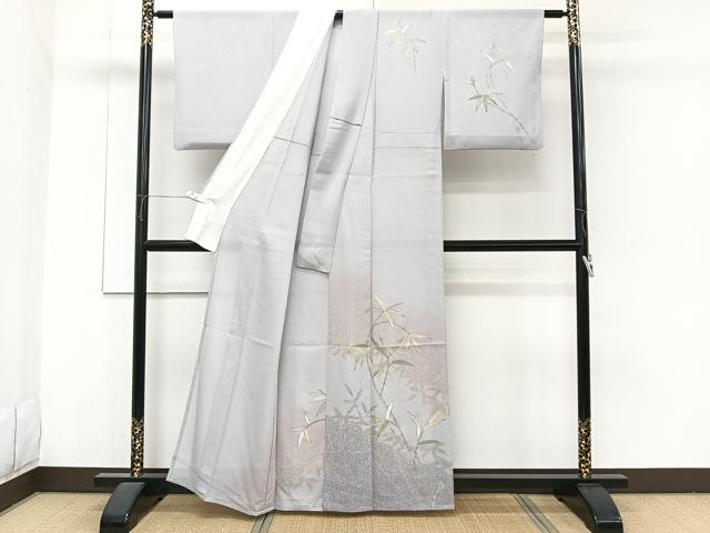 平和屋着物＊夏物　訪問着　絽　草木文　暈し染め　金彩　正絹　逸品　CABH5558xi
