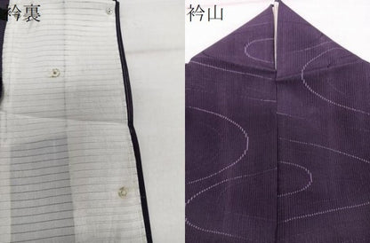 平和屋着物＊夏物　色無地　縦絽　流水文　滅紫色　正絹　逸品　CABH5562xi