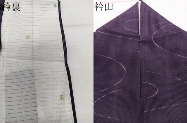 平和屋着物＊夏物　色無地　縦絽　流水文　滅紫色　正絹　逸品　CABH5562xi