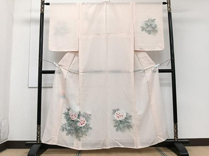 平和屋着物＊夏物　訪問着　絽　手描き　草花文　正絹　逸品　CABH5564xi