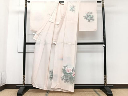 平和屋着物＊夏物　訪問着　絽　手描き　草花文　正絹　逸品　CABH5564xi