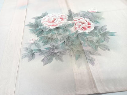 平和屋着物＊夏物　訪問着　絽　手描き　草花文　正絹　逸品　CABH5564xi