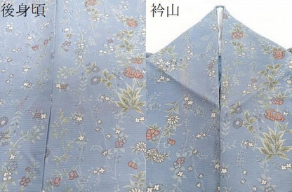 平和屋着物＊夏物　小紋　絽　草花文　反端付き　正絹　逸品　CABH5566xi