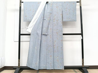平和屋着物＊夏物　小紋　絽　草花文　反端付き　正絹　逸品　CABH5566xi