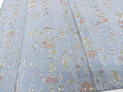 平和屋着物＊夏物　小紋　絽　草花文　反端付き　正絹　逸品　CABH5566xi