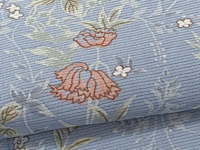 平和屋着物＊夏物　小紋　絽　草花文　反端付き　正絹　逸品　CABH5566xi