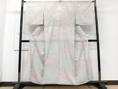 平和屋着物＊夏物　小紋　紗　花唐草文　正絹　逸品　CABH5567xi