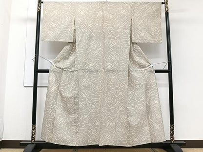 平和屋着物＊夏物　本場大島紬　夏大島　福原紬工場　7マルキ　薔薇　証紙付き　正絹　逸品　CABH5568xi