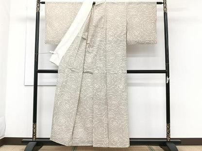 平和屋着物＊夏物　本場大島紬　夏大島　福原紬工場　7マルキ　薔薇　証紙付き　正絹　逸品　CABH5568xi