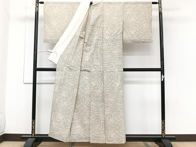 平和屋着物＊夏物　本場大島紬　夏大島　福原紬工場　7マルキ　薔薇　証紙付き　正絹　逸品　CABH5568xi