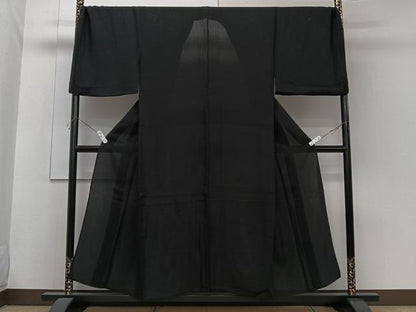 平和屋着物＊夏物　男性　色無地　絽　黒衣　黒色　高島屋扱い　正絹　逸品　CABH5577xi
