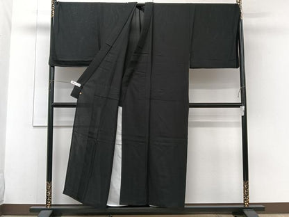 平和屋着物＊夏物　男性　色無地　絽　黒衣　黒色　高島屋扱い　正絹　逸品　CABH5577xi