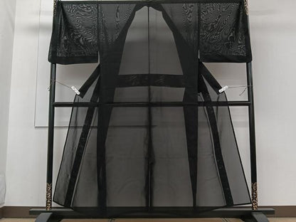 平和屋着物＊夏物　男性　色無地　絽　黒衣　黒色　正絹　逸品　CABH5573xi