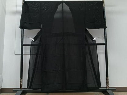 平和屋着物＊夏物　男性　色無地　絽　黒衣　黒色　正絹　逸品　CABH5574xi