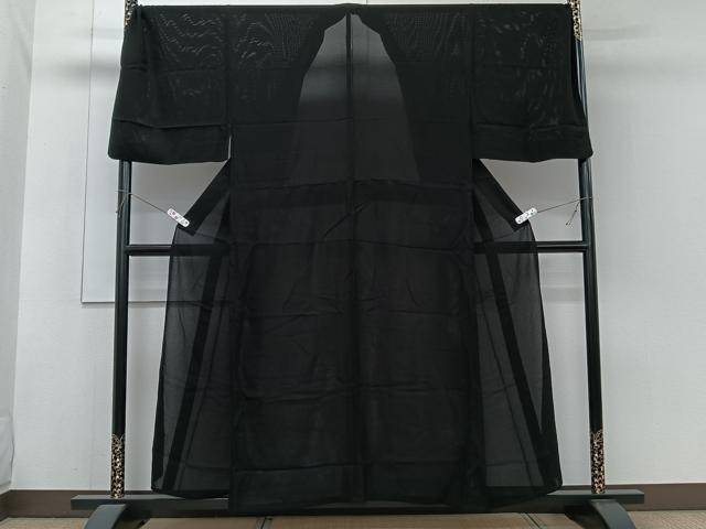 平和屋着物＊夏物　男性　色無地　絽　黒衣　黒色　正絹　逸品　CABH5574xi