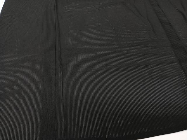 平和屋着物＊夏物　男性　色無地　縦絽　黒衣　黒色　正絹　逸品　CABH5576xi