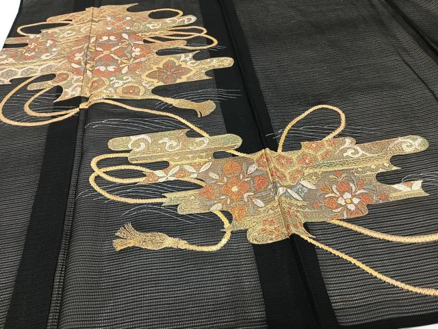 平和屋着物＊夏物　黒留袖　絽　刺繍　吉祥花文　正絹　逸品　CABH5578xi