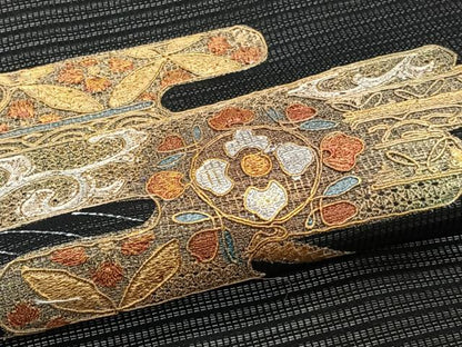 平和屋着物＊夏物　黒留袖　絽　刺繍　吉祥花文　正絹　逸品　CABH5578xi