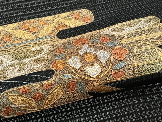 平和屋着物＊夏物　黒留袖　絽　刺繍　吉祥花文　正絹　逸品　CABH5578xi