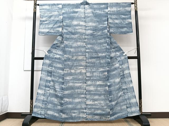 平和屋着物＊夏物　小紋　市松紋紗　霞文　暈し染め　正絹　逸品　CABH5579xi