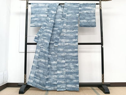 平和屋着物＊夏物　小紋　市松紋紗　霞文　暈し染め　正絹　逸品　CABH5579xi