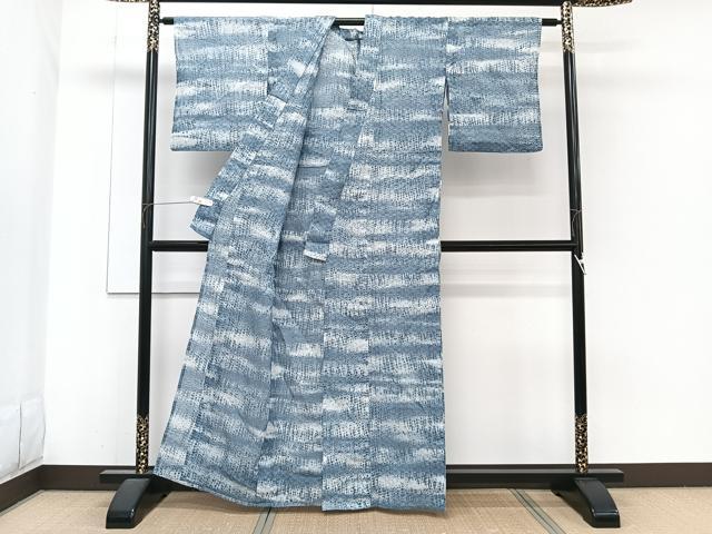 平和屋着物＊夏物　小紋　市松紋紗　霞文　暈し染め　正絹　逸品　CABH5579xi