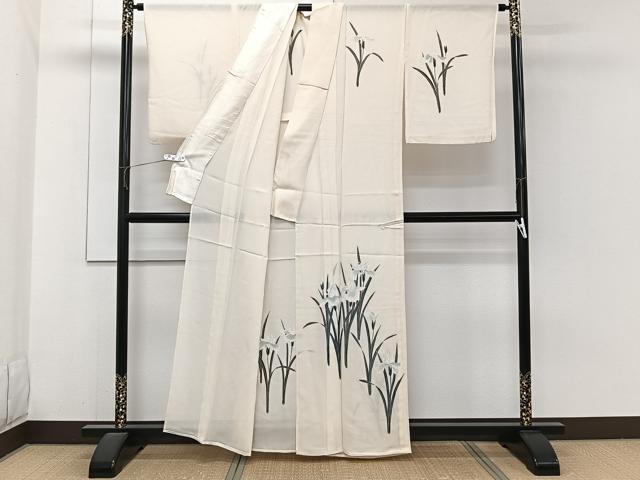 平和屋着物＊夏物　訪問着　絽　草花文　銀糸　正絹　逸品　CABH5581xi