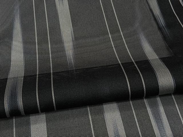 平和屋着物＊夏物　小紋　紗　矢羽文　黒地　正絹　逸品　CABH5582xi