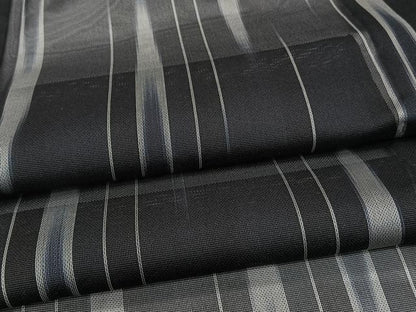 平和屋着物＊夏物　小紋　紗　矢羽文　黒地　正絹　逸品　CABH5582xi